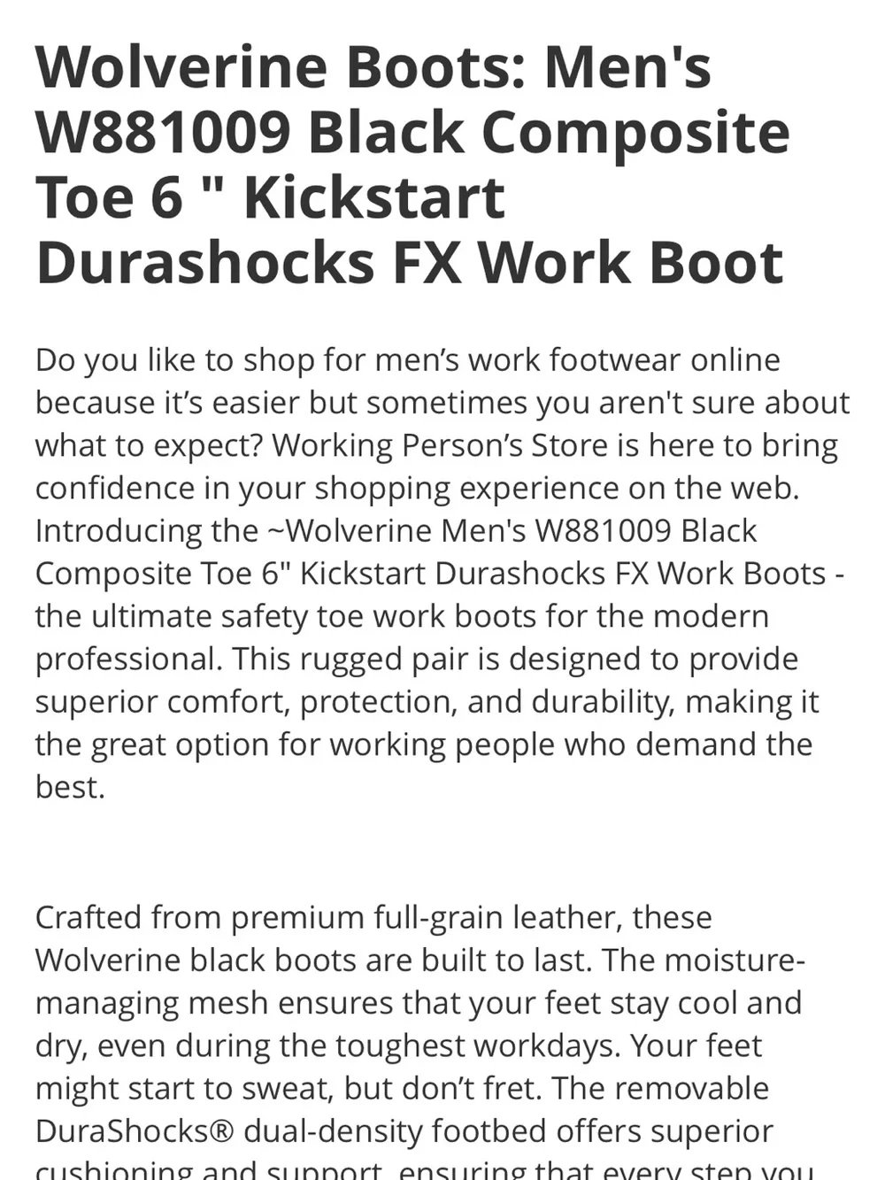 Men’s size 9.5 Wolverine boot Black, Lace Up Work Boots with Cream Sole. NWT - Picture 7 of 11